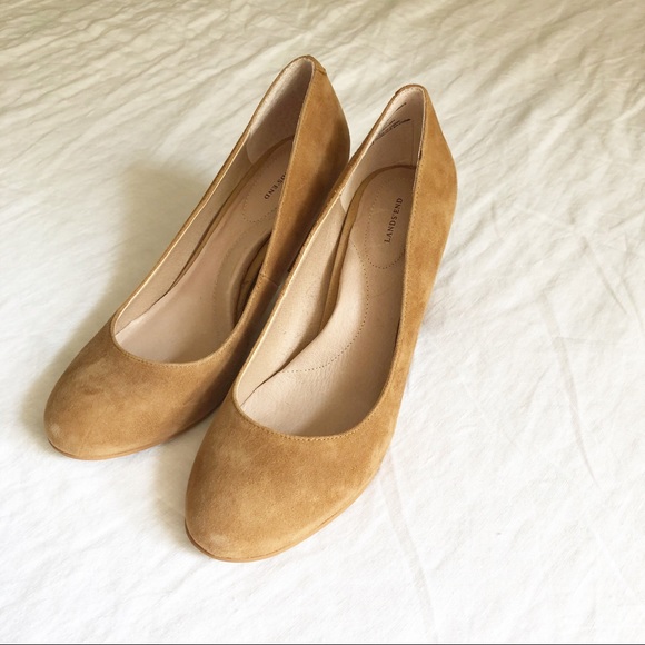 Camel suede block heel pumps Lands End - Picture 2 of 8